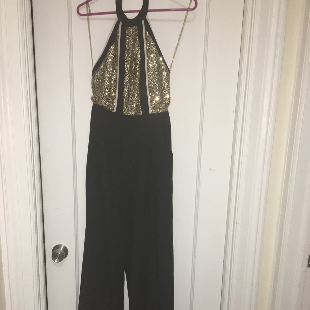 Wide leg- sequins jumpsuit- Open back